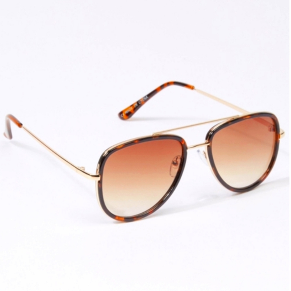 4X HOST PICK!!! Brown Tortoise Trim Aviator Sunglasses - Picture 1 of 2